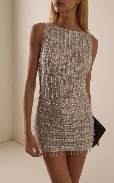 Rachel Gilbert Florentine Fringed Crystal Tulle Mini Dress | Thumbnail 3 Rachel Gilbert Florentine Fringed Crystal Tulle Mini Dress | Thumbnail 3