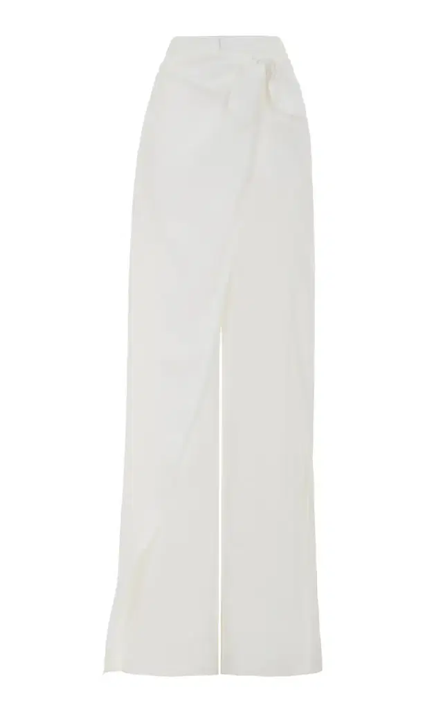 Rennie Wrap Overlay Ramie-Blend Wide-Leg Pants Rennie Wrap Overlay Ramie-Blend Wide-Leg Pants