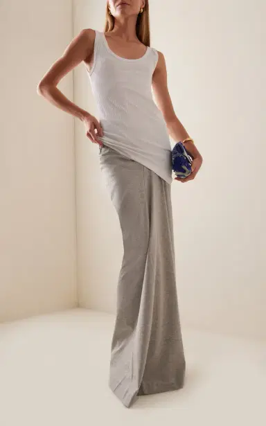 Dries Van Noten Herens Draped Cotton-Jersey Maxi Skirt - Grey | Thumbnail 2 Dries Van Noten Herens Draped Cotton-Jersey Maxi Skirt - Grey | Thumbnail 2