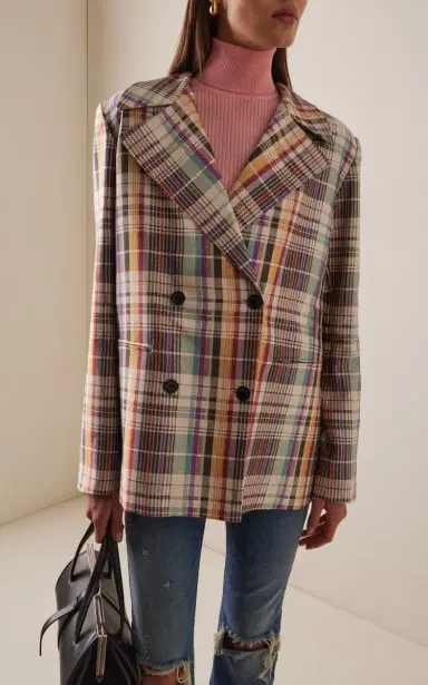 Brandon Maxwell The Delaney Wool-Blend Plaid Blazer | Thumbnail 3 Brandon Maxwell The Delaney Wool-Blend Plaid Blazer | Thumbnail 3