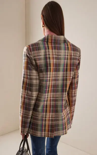 Brandon Maxwell The Delaney Wool-Blend Plaid Blazer | Thumbnail 4 Brandon Maxwell The Delaney Wool-Blend Plaid Blazer | Thumbnail 4