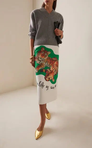 Brandon Maxwell The Mercer Printed Crepe Midi Skirt | Thumbnail 2 Brandon Maxwell The Mercer Printed Crepe Midi Skirt | Thumbnail 2
