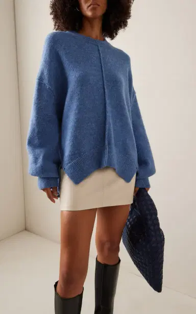 Proenza Schouler White Label Kellen Knit Wool-Blend Sweater - Blue | Thumbnail 2 Proenza Schouler White Label Kellen Knit Wool-Blend Sweater - Blue | Thumbnail 2