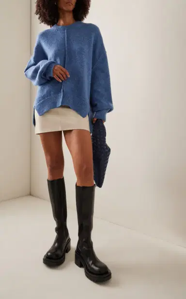 Proenza Schouler White Label Kellen Knit Wool-Blend Sweater - Blue | Thumbnail 3 Proenza Schouler White Label Kellen Knit Wool-Blend Sweater - Blue | Thumbnail 3
