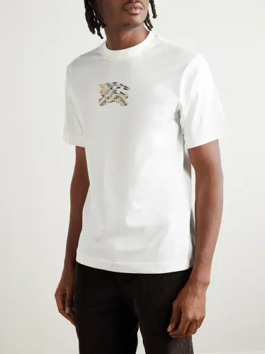 Burberry Slim-Fit Logo-Embroidered Appliquéd Cotton-Jersey T-Shirt - Men | Thumbnail 3 Burberry Slim-Fit Logo-Embroidered Appliquéd Cotton-Jersey T-Shirt - Men | Thumbnail 3