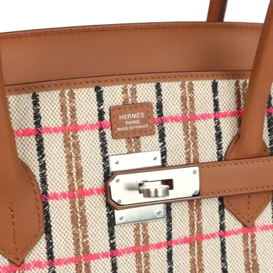 HERMÈS Hermes Shoulder Birkin Light 39 Multicolor Toile and Gold Swift Palladium Hardware | Thumbnail 7 HERMÈS Hermes Shoulder Birkin Light 39 Multicolor Toile and Gold Swift Palladium Hardware | Thumbnail 7
