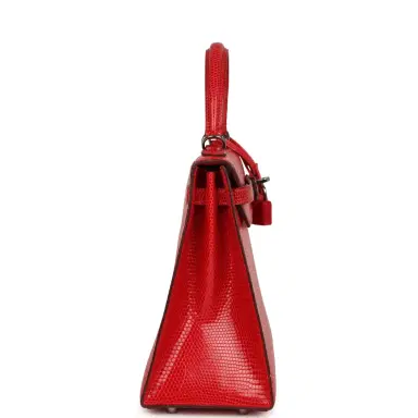 HERMÈS Vintage Hermes Kelly Sellier 25 Rouge Moyen Varanus Niloticus Lizard Ruthenium Hardware | Thumbnail 3 HERMÈS Vintage Hermes Kelly Sellier 25 Rouge Moyen Varanus Niloticus Lizard Ruthenium Hardware | Thumbnail 3