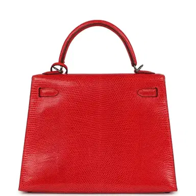 HERMÈS Vintage Hermes Kelly Sellier 25 Rouge Moyen Varanus Niloticus Lizard Ruthenium Hardware | Thumbnail 4 HERMÈS Vintage Hermes Kelly Sellier 25 Rouge Moyen Varanus Niloticus Lizard Ruthenium Hardware | Thumbnail 4