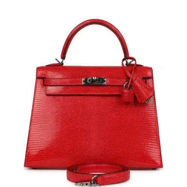HERMÈS Vintage Hermes Kelly Sellier 25 Rouge Moyen Varanus Niloticus Lizard Ruthenium Hardware | Thumbnail 1 HERMÈS Vintage Hermes Kelly Sellier 25 Rouge Moyen Varanus Niloticus Lizard Ruthenium Hardware | Thumbnail 1