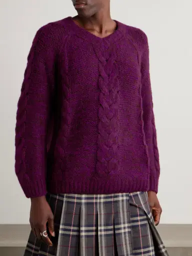 BODE Eiderdown Cable-knit Alpaca, Mohair And Silk-blend Sweater | Thumbnail 3 BODE Eiderdown Cable-knit Alpaca, Mohair And Silk-blend Sweater | Thumbnail 3
