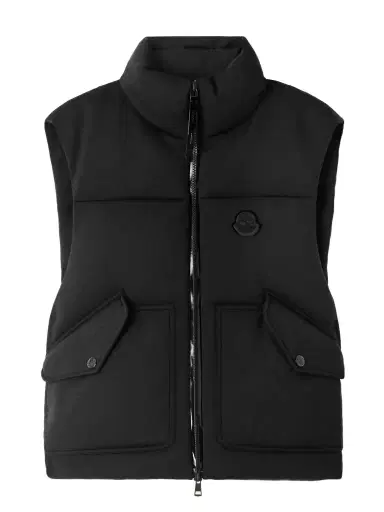 Moncler Genius + Edward Enninful Appliquéd Quilted Scuba Down Vest | Thumbnail 1 Moncler Genius + Edward Enninful Appliquéd Quilted Scuba Down Vest | Thumbnail 1