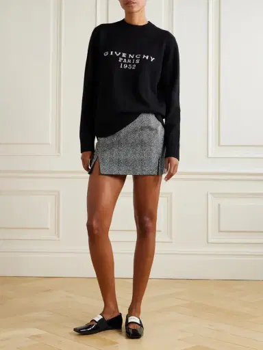 Givenchy Paneled Herringbone Cotton-twill Mini Skirt | Thumbnail 2 Givenchy Paneled Herringbone Cotton-twill Mini Skirt | Thumbnail 2