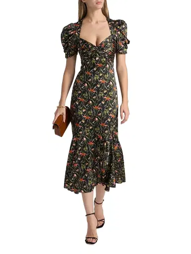 Cinq à Sept Women's Windswept Meadow Wilma Midi-Dress - Black Multi | Thumbnail 2 Cinq à Sept Women's Windswept Meadow Wilma Midi-Dress - Black Multi | Thumbnail 2