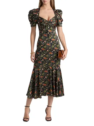 Cinq à Sept Women's Windswept Meadow Wilma Midi-Dress - Black Multi | Thumbnail 3 Cinq à Sept Women's Windswept Meadow Wilma Midi-Dress - Black Multi | Thumbnail 3