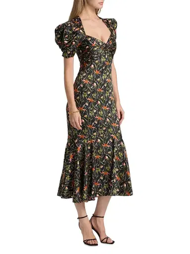 Cinq à Sept Women's Windswept Meadow Wilma Midi-Dress - Black Multi | Thumbnail 4 Cinq à Sept Women's Windswept Meadow Wilma Midi-Dress - Black Multi | Thumbnail 4