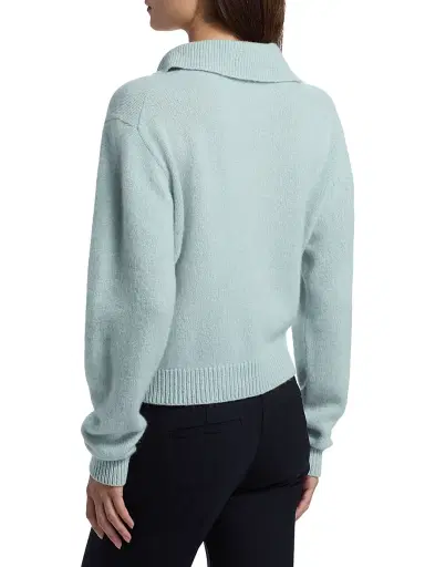 The Elder Statesman Women's Cashmere Polo Sweater - Bluebelle | Thumbnail 5 The Elder Statesman Women's Cashmere Polo Sweater - Bluebelle | Thumbnail 5