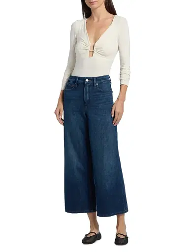 Good American Women's Soft Tech Good Waist Palazzo Crop Jeans - Indigo | Thumbnail 2 Good American Women's Soft Tech Good Waist Palazzo Crop Jeans - Indigo | Thumbnail 2