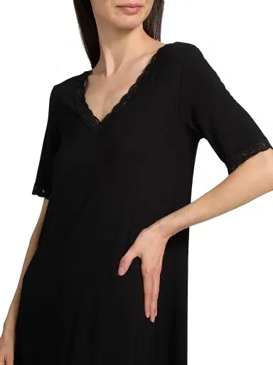 Natori Women's Feathers Essentials Lace-Trim A-line Minidress - Black - Size Small | Thumbnail 5 Natori Women's Feathers Essentials Lace-Trim A-line Minidress - Black - Size Small | Thumbnail 5