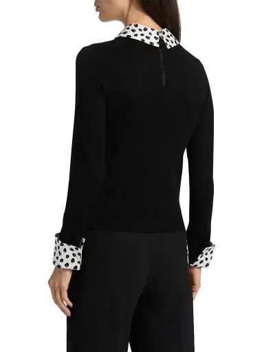 ALICE + OLIVIA Women's Porla Wool Collared Sweater - Black | Thumbnail 5 ALICE + OLIVIA Women's Porla Wool Collared Sweater - Black | Thumbnail 5