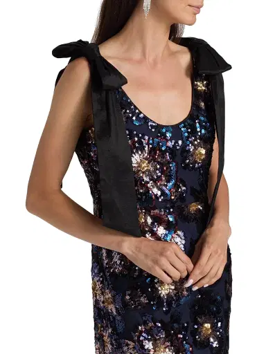 Milly Women's Kyle Bow-Detail Sequined Column Maxi Dress - Navy Multi | Thumbnail 6 Milly Women's Kyle Bow-Detail Sequined Column Maxi Dress - Navy Multi | Thumbnail 6