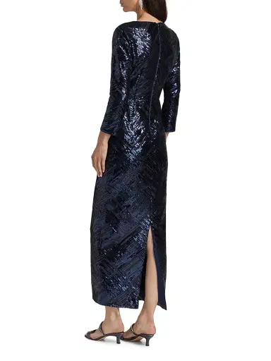 Milly Women's Jenna Sequined Plunging V-Neck Gown - Navy Black | Thumbnail 5 Milly Women's Jenna Sequined Plunging V-Neck Gown - Navy Black | Thumbnail 5