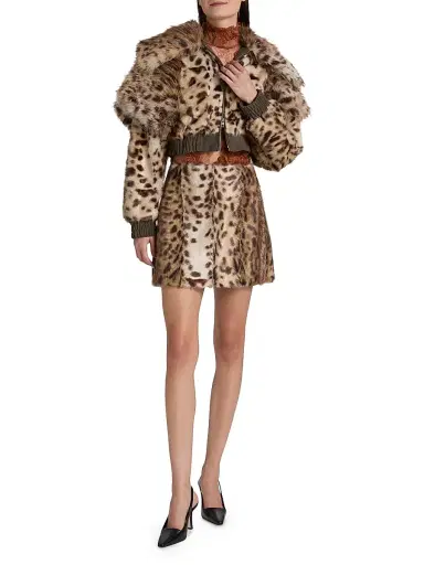 Aknvas Women's Valde Faux Fur Lynx Bomber Jacket | Thumbnail 2 Aknvas Women's Valde Faux Fur Lynx Bomber Jacket | Thumbnail 2