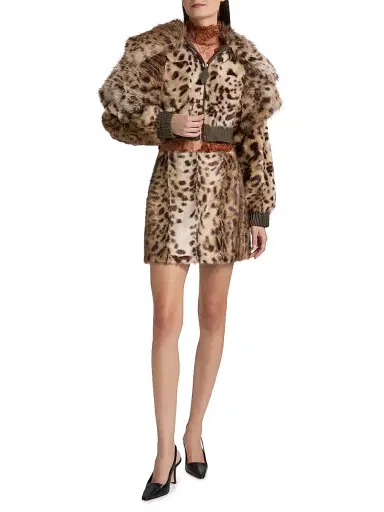 AKNVAS Women's Lis Faux Fur Lynx Miniskirt - Tan Brown | Thumbnail 2 AKNVAS Women's Lis Faux Fur Lynx Miniskirt - Tan Brown | Thumbnail 2