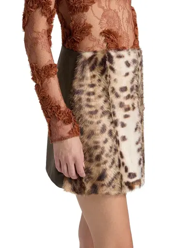 AKNVAS Women's Lis Faux Fur Lynx Miniskirt - Tan Brown | Thumbnail 4 AKNVAS Women's Lis Faux Fur Lynx Miniskirt - Tan Brown | Thumbnail 4