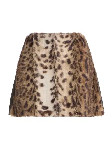 AKNVAS Women's Lis Faux Fur Lynx Miniskirt - Tan Brown | Thumbnail 1 AKNVAS Women's Lis Faux Fur Lynx Miniskirt - Tan Brown | Thumbnail 1