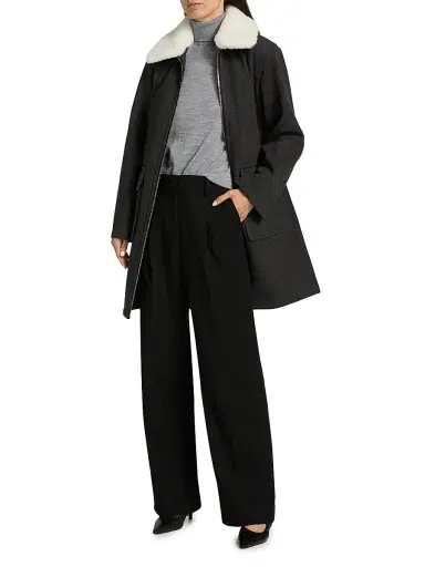 Mercer Collective Women's Faux-Fur Collar Car Coat - Charcoal | Thumbnail 2 Mercer Collective Women's Faux-Fur Collar Car Coat - Charcoal | Thumbnail 2