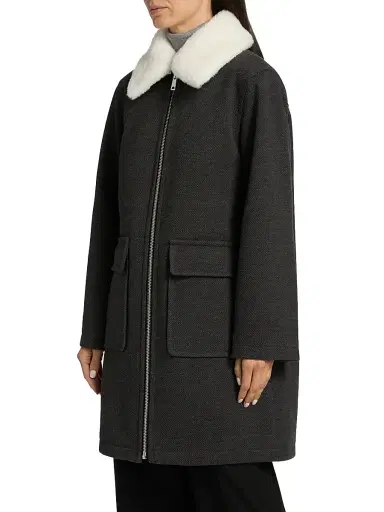 Mercer Collective Women's Faux-Fur Collar Car Coat - Charcoal | Thumbnail 4 Mercer Collective Women's Faux-Fur Collar Car Coat - Charcoal | Thumbnail 4