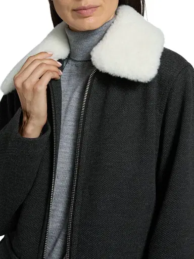 Mercer Collective Women's Faux-Fur Collar Car Coat - Charcoal | Thumbnail 7 Mercer Collective Women's Faux-Fur Collar Car Coat - Charcoal | Thumbnail 7
