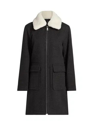 Mercer Collective Women's Faux-Fur Collar Car Coat - Charcoal | Thumbnail 1 Mercer Collective Women's Faux-Fur Collar Car Coat - Charcoal | Thumbnail 1