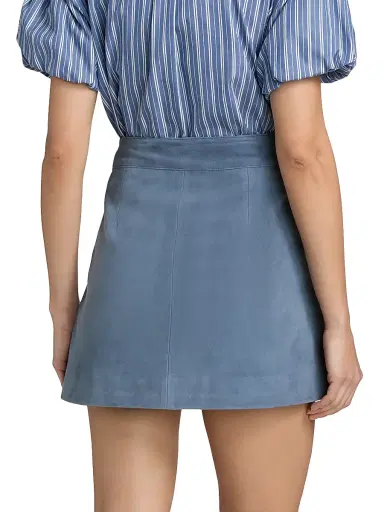 Tanya Taylor Women's Fran Suede Patch Pocket Miniskirt - Steel Blue | Thumbnail 5 Tanya Taylor Women's Fran Suede Patch Pocket Miniskirt - Steel Blue | Thumbnail 5