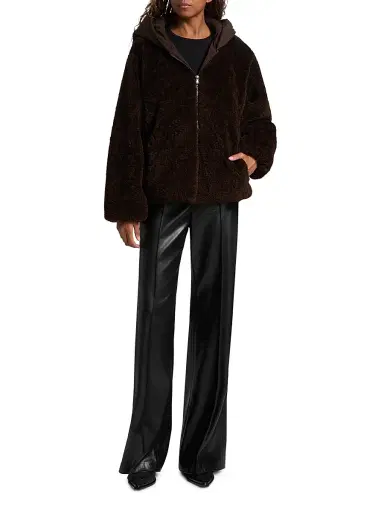 Kobi Halperin Women's Ilyssa Hooded Faux Shearling Jacket - Espresso | Thumbnail 2 Kobi Halperin Women's Ilyssa Hooded Faux Shearling Jacket - Espresso | Thumbnail 2