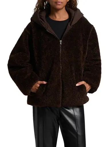 Kobi Halperin Women's Ilyssa Hooded Faux Shearling Jacket - Espresso | Thumbnail 3 Kobi Halperin Women's Ilyssa Hooded Faux Shearling Jacket - Espresso | Thumbnail 3