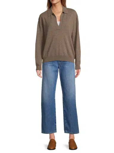 Majestic Filatures Women's Cashmere Seamless Polo Sweater - Bison | Thumbnail 2 Majestic Filatures Women's Cashmere Seamless Polo Sweater - Bison | Thumbnail 2