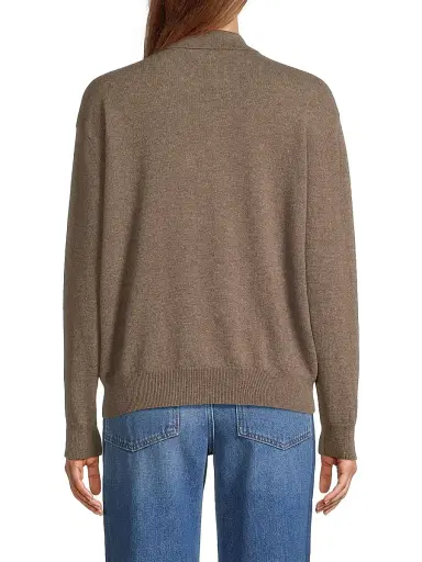 Majestic Filatures Women's Cashmere Seamless Polo Sweater - Bison | Thumbnail 5 Majestic Filatures Women's Cashmere Seamless Polo Sweater - Bison | Thumbnail 5