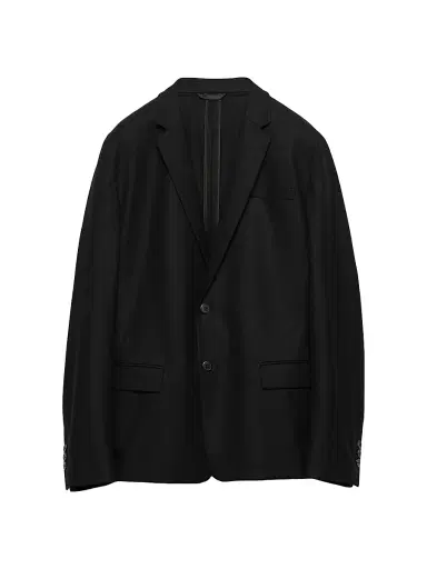 Prada Men's Single-Breasted Wool Blend Jacket - Black - Size 46 | Thumbnail 1 Prada Men's Single-Breasted Wool Blend Jacket - Black - Size 46 | Thumbnail 1