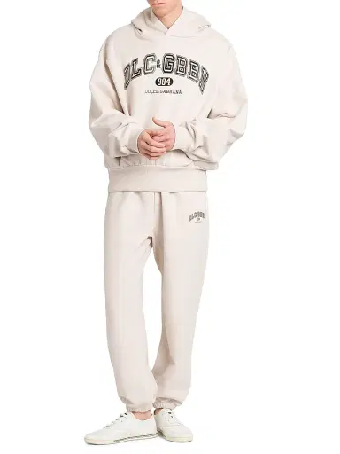 Dolce & Gabbana Men's Logo Cotton Hoodie - Beige Chiaro | Thumbnail 2 Dolce & Gabbana Men's Logo Cotton Hoodie - Beige Chiaro | Thumbnail 2