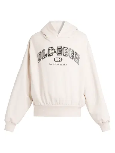 Dolce & Gabbana Men's Logo Cotton Hoodie - Beige Chiaro | Thumbnail 1 Dolce & Gabbana Men's Logo Cotton Hoodie - Beige Chiaro | Thumbnail 1