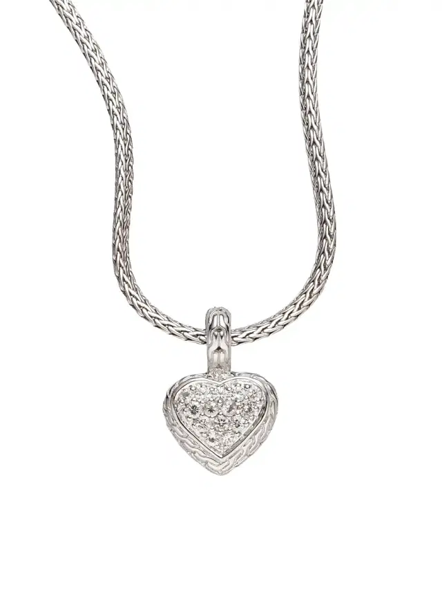 Women's White Sapphire & Sterling Silver Heart Pendant Necklace - Silver Women's White Sapphire & Sterling Silver Heart Pendant Necklace - Silver