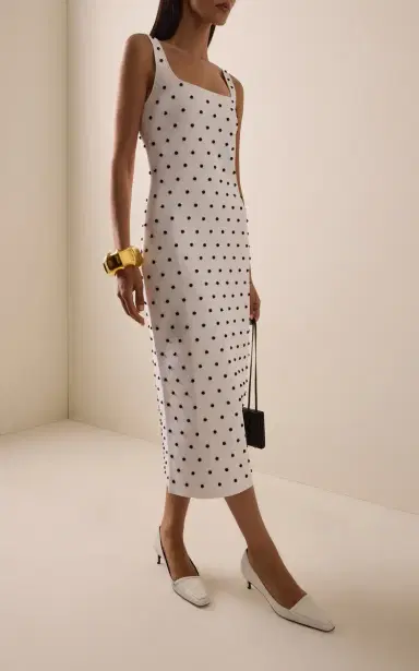 Carolina Herrera Polka-Dot Beaded Knit Midi Dress | Thumbnail 2 Carolina Herrera Polka-Dot Beaded Knit Midi Dress | Thumbnail 2