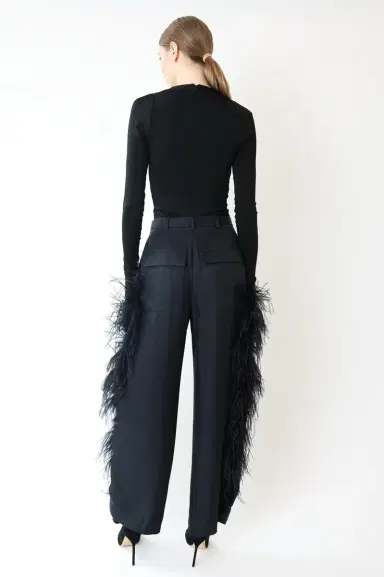 LAPOINTE Silky Twill Relaxed Pleated Pant With Feathers | Thumbnail 2 LAPOINTE Silky Twill Relaxed Pleated Pant With Feathers | Thumbnail 2