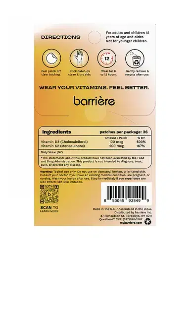 barrière Hello Sunshine Vitamin D3 Patch 36 Pack | Thumbnail 2 barrière Hello Sunshine Vitamin D3 Patch 36 Pack | Thumbnail 2