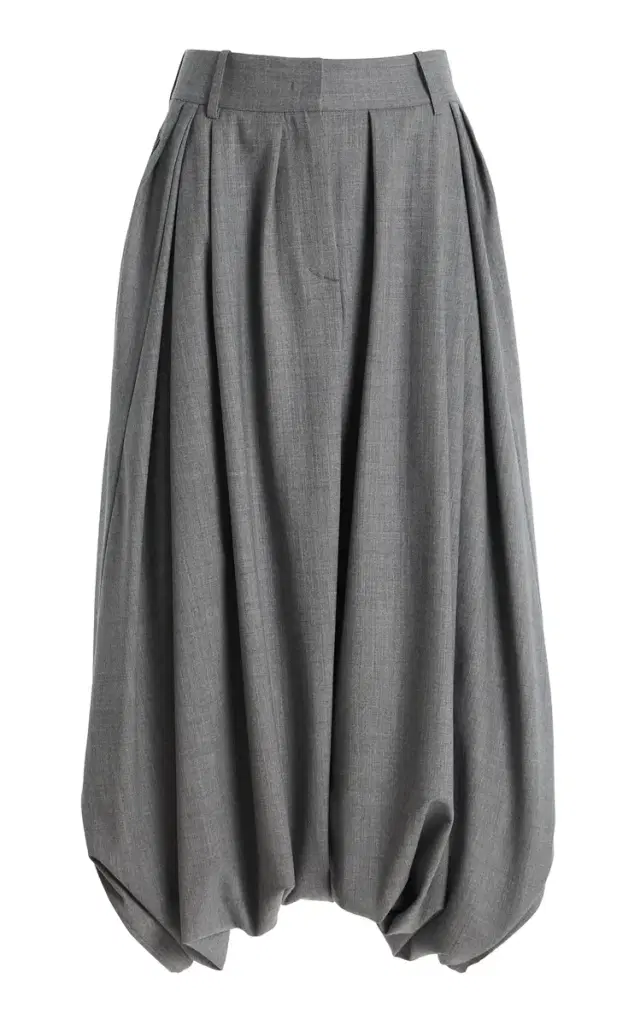 Draped Stretch-Tissue Wool Crepe Culottes - Grey Draped Stretch-Tissue Wool Crepe Culottes - Grey