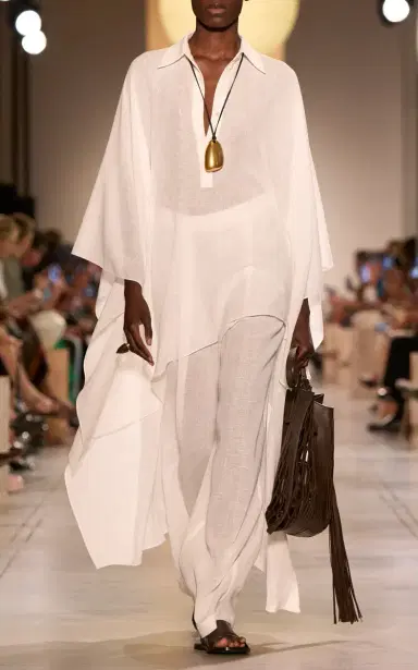 Michael Kors Collection Asymmetric Linen Crepe Caftan | Thumbnail 2 Michael Kors Collection Asymmetric Linen Crepe Caftan | Thumbnail 2