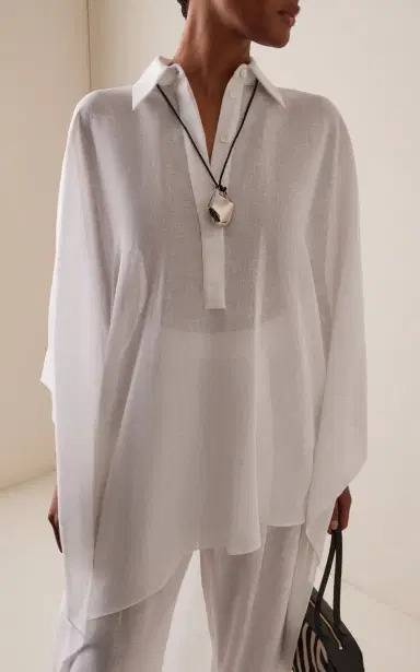Michael Kors Collection Asymmetric Linen Crepe Caftan | Thumbnail 3 Michael Kors Collection Asymmetric Linen Crepe Caftan | Thumbnail 3