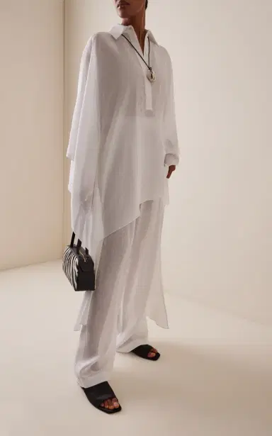 Michael Kors Collection Asymmetric Linen Crepe Caftan | Thumbnail 4 Michael Kors Collection Asymmetric Linen Crepe Caftan | Thumbnail 4