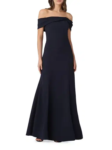 Shoshanna Women's Flores Off-The-Shoulder Gown - Navy | Thumbnail 2 Shoshanna Women's Flores Off-The-Shoulder Gown - Navy | Thumbnail 2